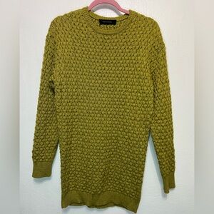 Cedric Charlier Chartreuse Green Textured Cable Knit Sweater Dress US‎ Size 6